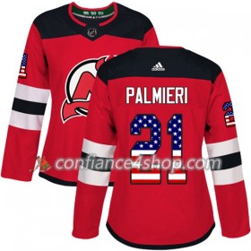 Adidas Maillot de Hockey New Jersey Devils Kyle Palmieri 21 2017-2018 Rouge USA Flag Fashion Authentic - Femme